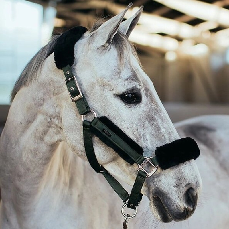 Недоуздок хутряний з чомбуром Deep Olivine, Equestrian Stockholm