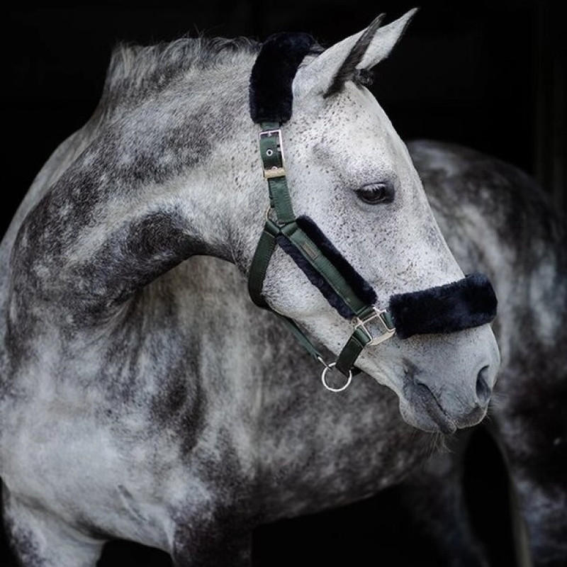 Недоуздок хутряний з чомбуром Deep Olivine, Equestrian Stockholm