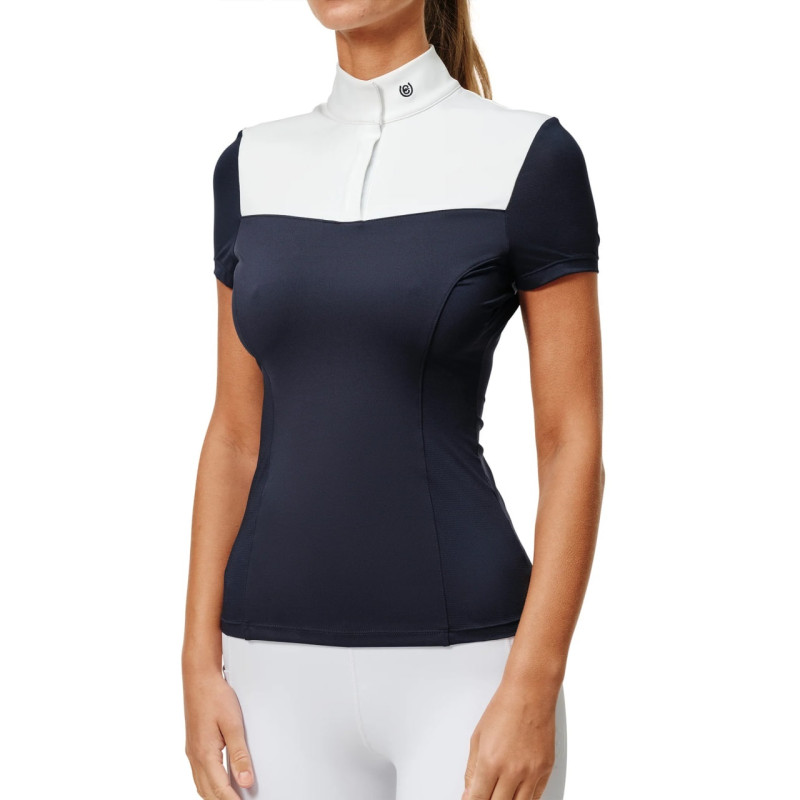 Футболка жіноча турнірна з коротким рукавом Navy White, Equestrian Stockholm