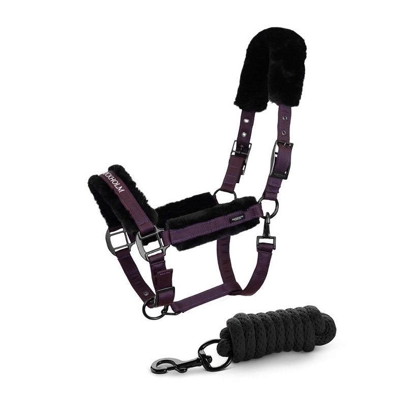 Недоуздок меховый с чомбуром Black Raven, Equestrian Stockholm