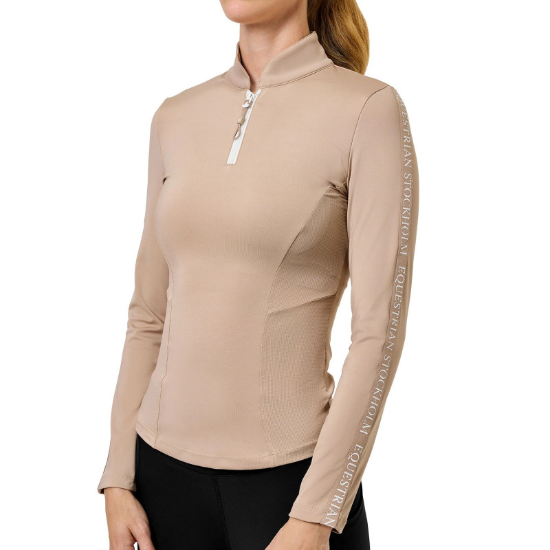 Футболка жіноча тренувальна з довгим рукавом Sand, Equestrian Stockholm